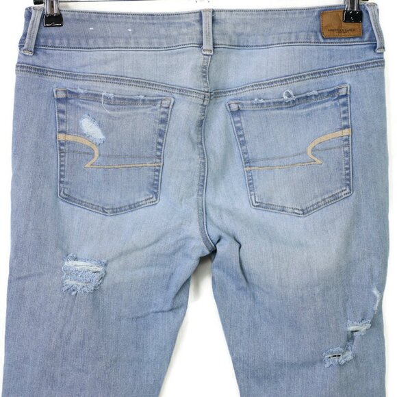 American‎ Eagle Artist Crop Jeans Size 12 Regular Super Stretch X4 Destroyed - Picture 7 of 9